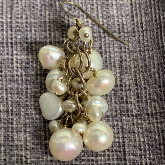 Sterling Silver and Pearl Drop Earrings - Picture 6 of 7